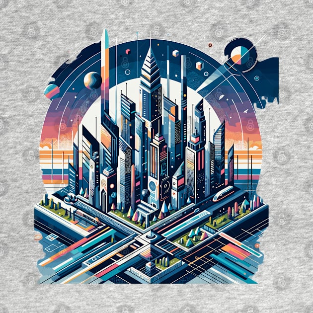 Geometric Cityscape: Future Skyline by Graphic Wonders Emporium